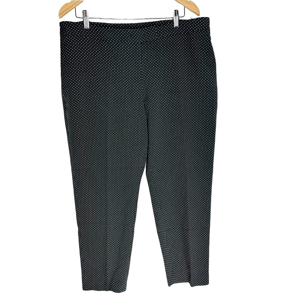 NWT ANNE KLEIN Womens CAPRI Pants Size 16 Black White Polka Dots Stretch Pants